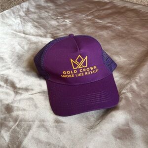 Gold Crown Purple Trucker Hat - Yellow Logo